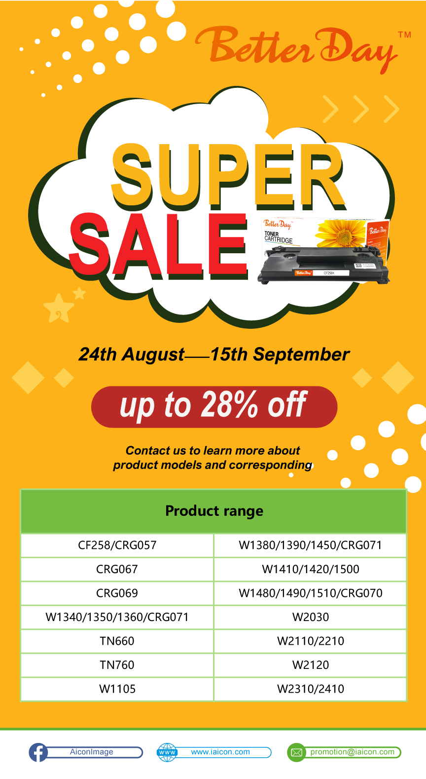 Better Day Announces Super Promotion on Toner Cartridges