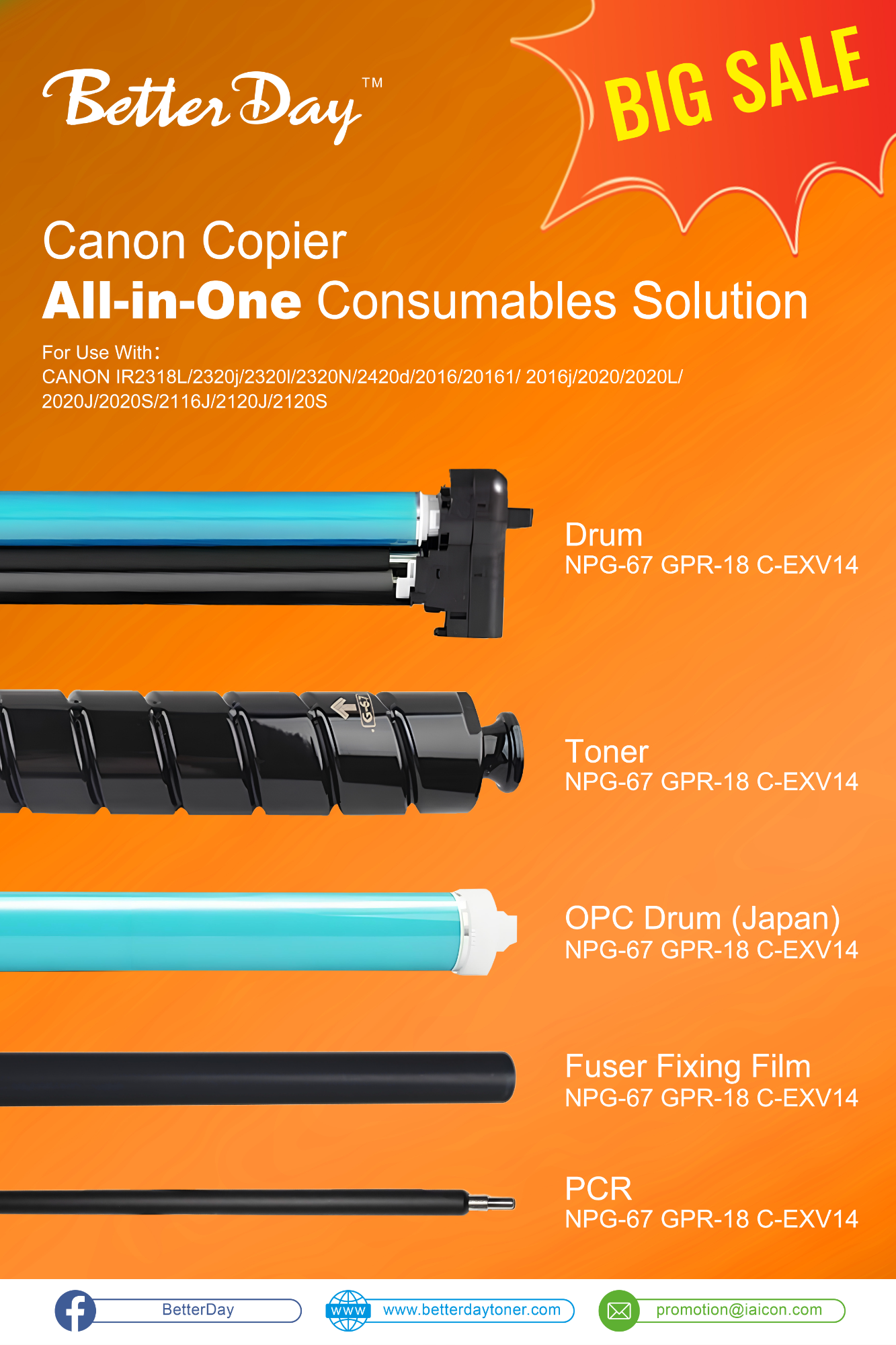 BetterDay Launches NPG-67/GPR-18/C-EXV14 All-in-One Canon Copier Consumables Kit