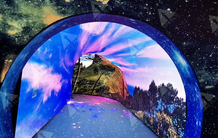 Immersive LED tunnel display screen