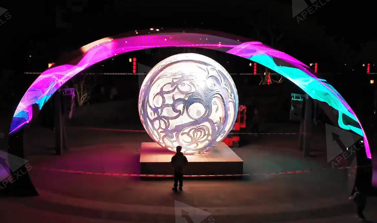 Naked-eye 3D outdoor LED spherical screen