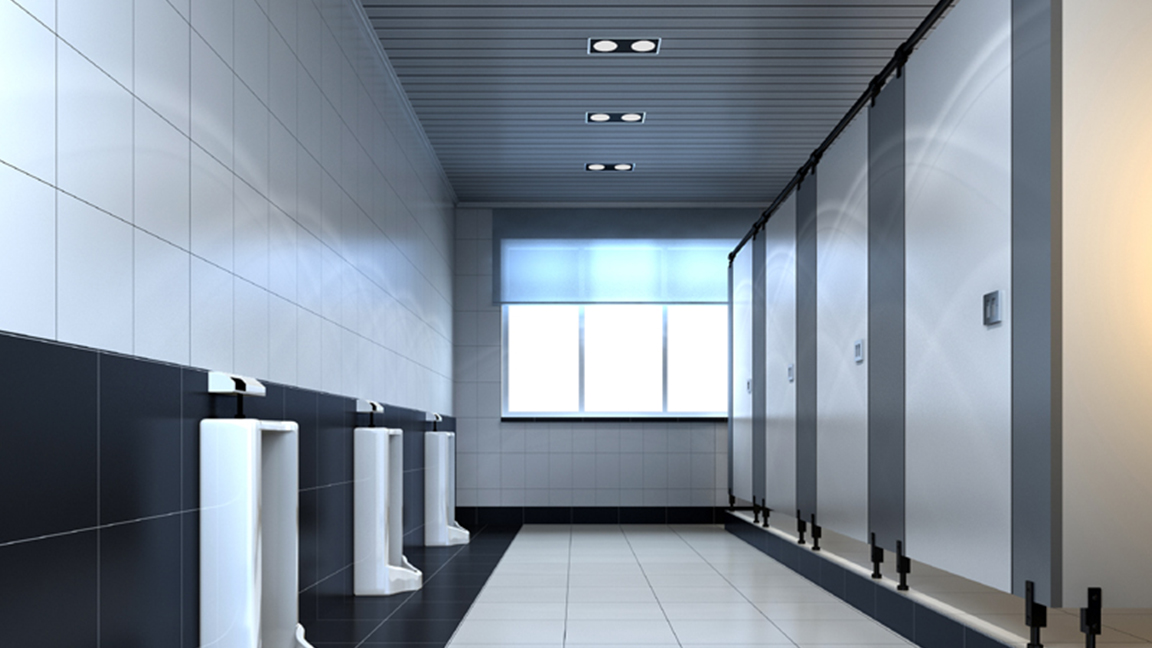 Public bathroom partition finished effect