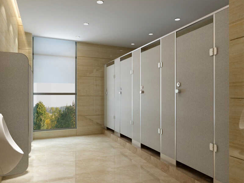 White oak bathroom partition
