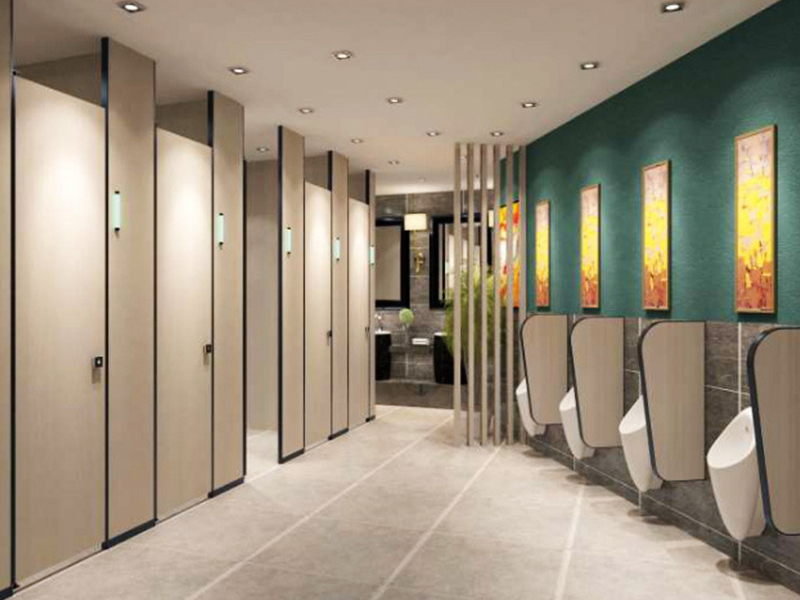 Champagne gold bathroom partitions