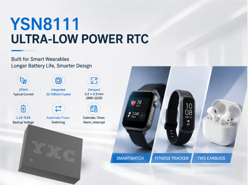 YXC YSN8111 Ultra-Low Power RTC for Smart Wearables